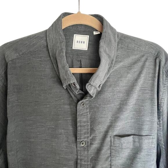 Rowm Charcoal Gray Fine Wale Corduroy Button Down Shirt Mens Size XXL - Picture 3 of 9